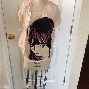 Eyedoll Sequin Cotton/silk T Shirt Top Dress  Face